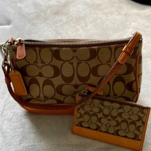 Vintage Coach Signature Mini Purse and matching ID case/wallet